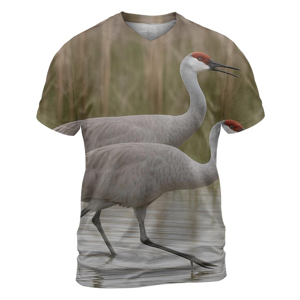 High Step Sandhill Crane Pair creative print fashion shirts