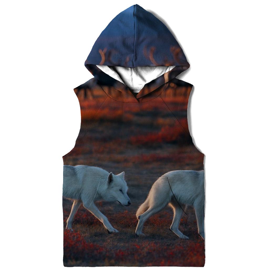 Tundra Wolves Shadowing Caribou Herd zip-up hoodies