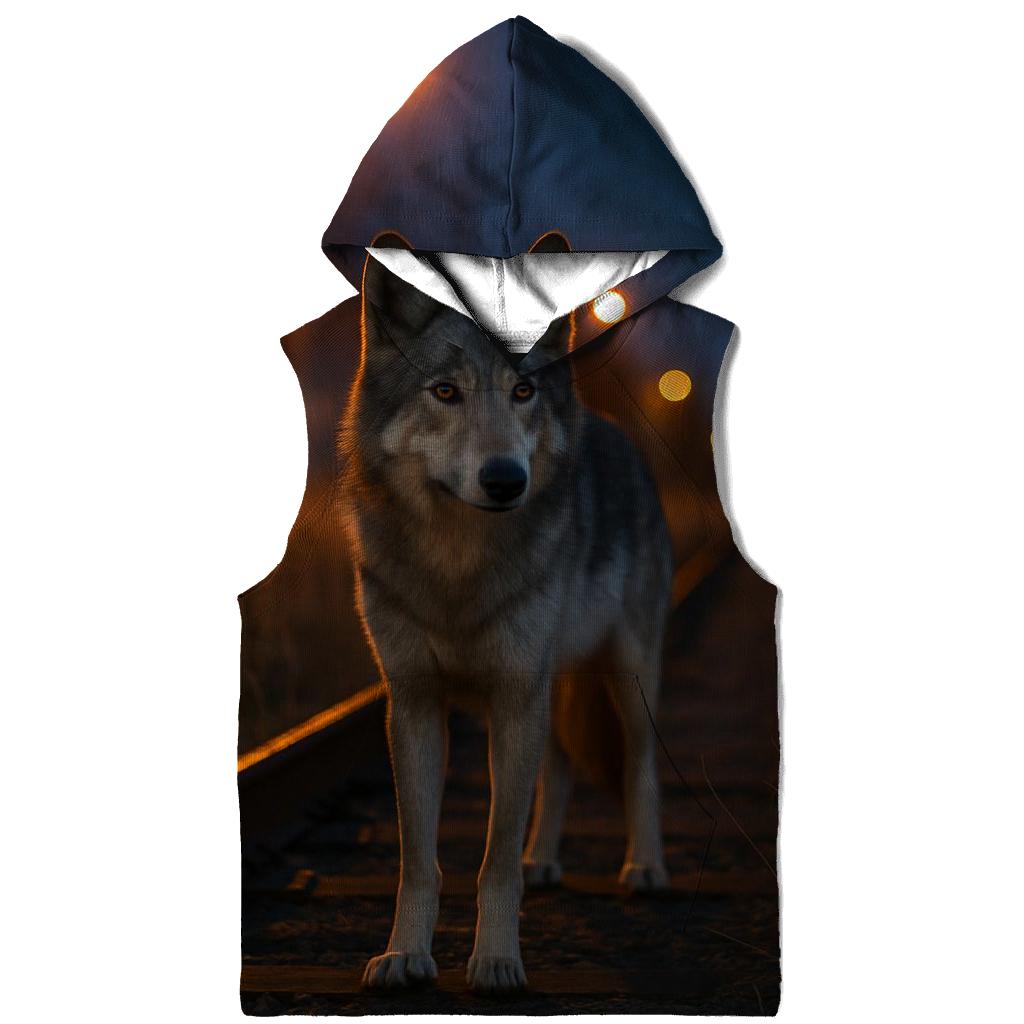 Urban Edge Wolf Near Railway Tracks hoodie styles