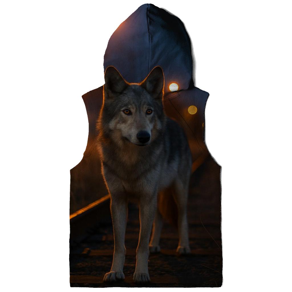 Urban Edge Wolf Near Railway Tracks hoodie styles