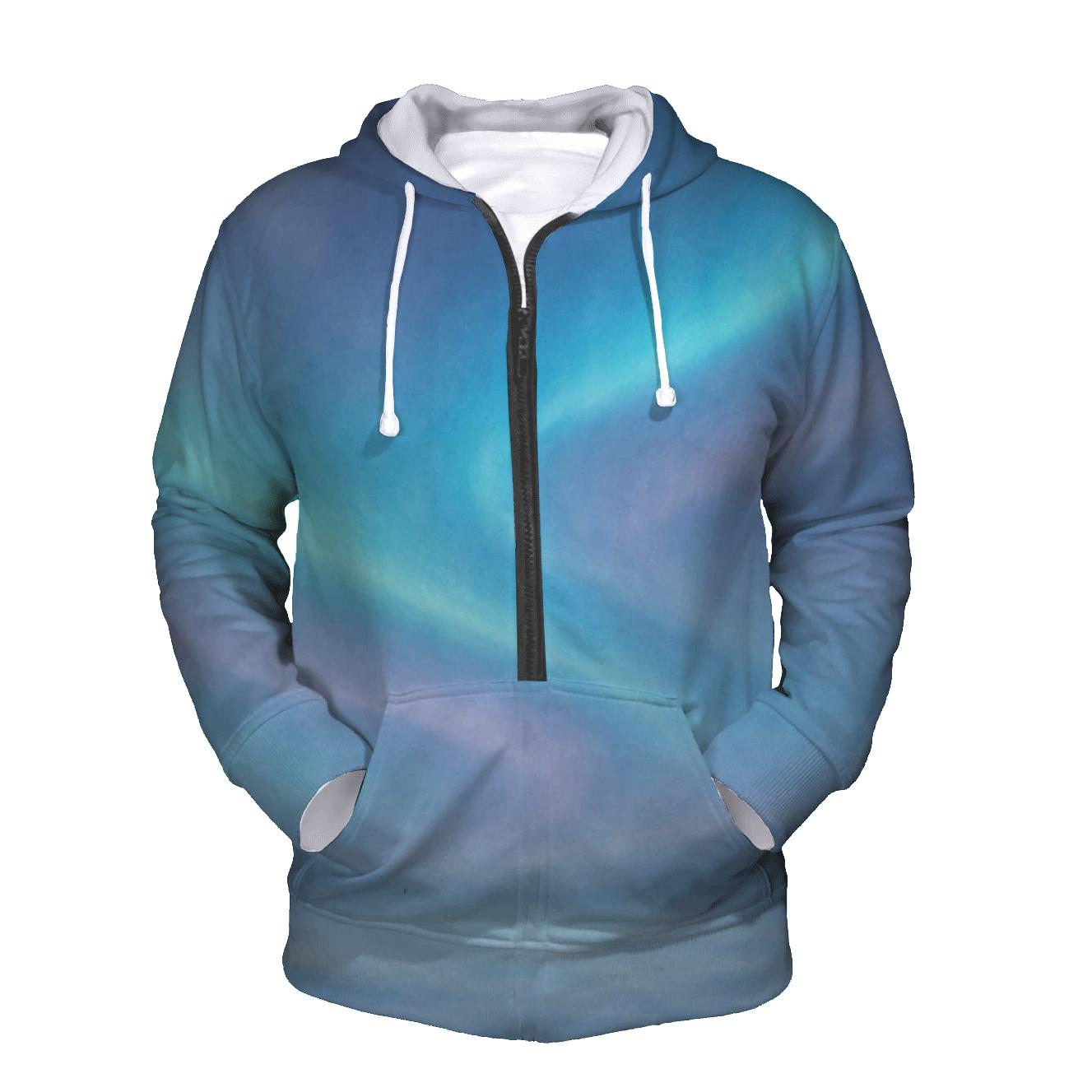 Glacial Aurora Veil designer hoodies