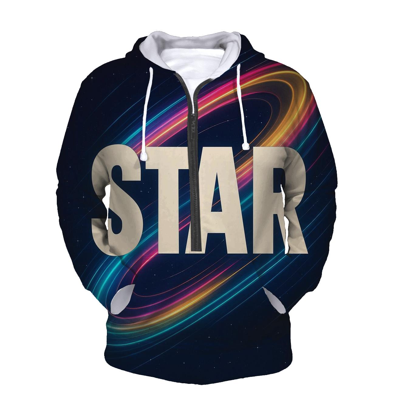 Prismatic Starwave Typography designer hoodies