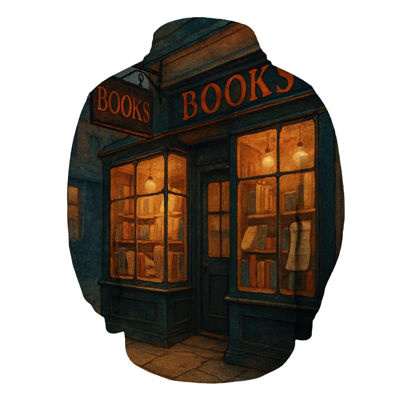 Classic Corner Bookshop Night Scene hoodie trends