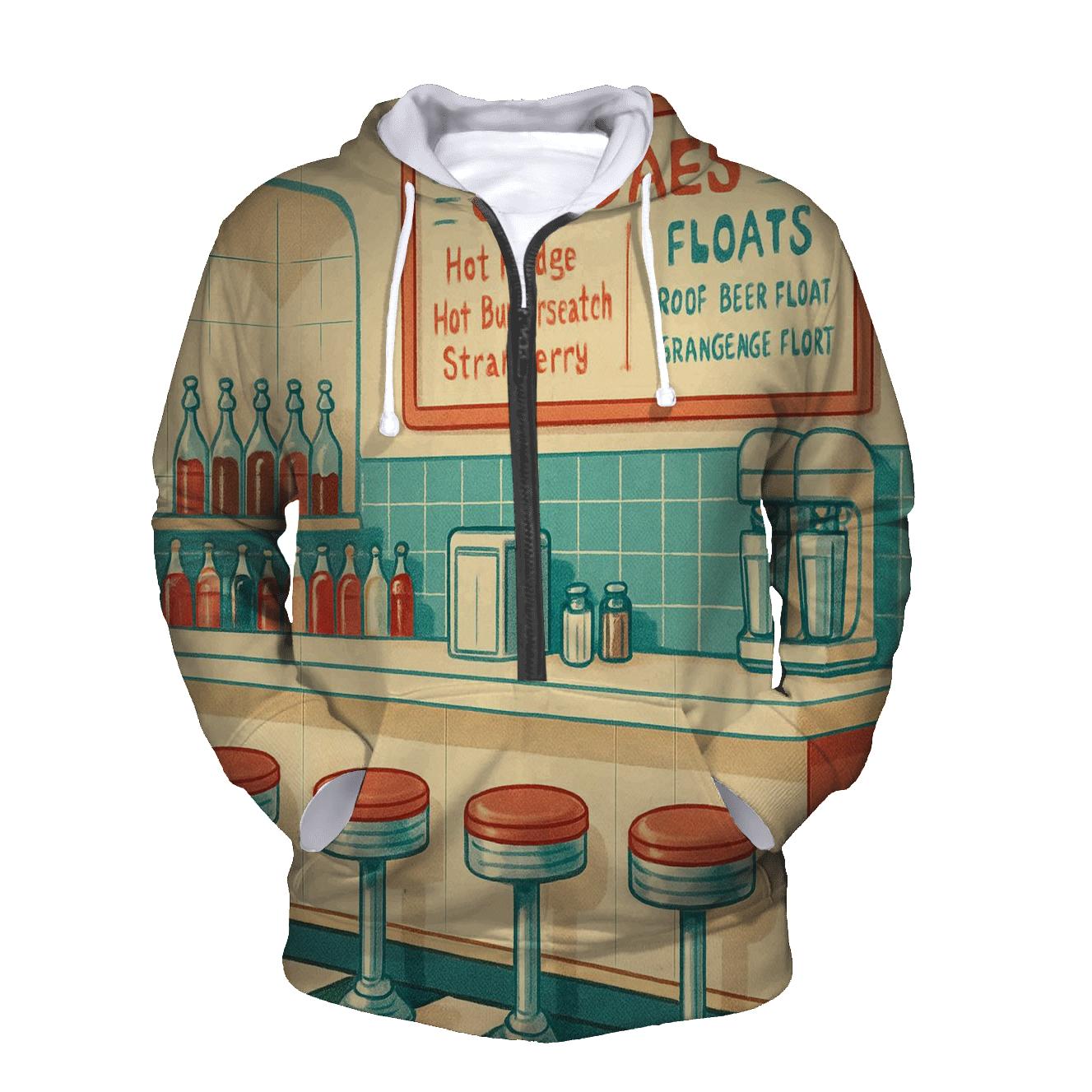 Retro Soda Fountain Counter Menu graphic hoodies