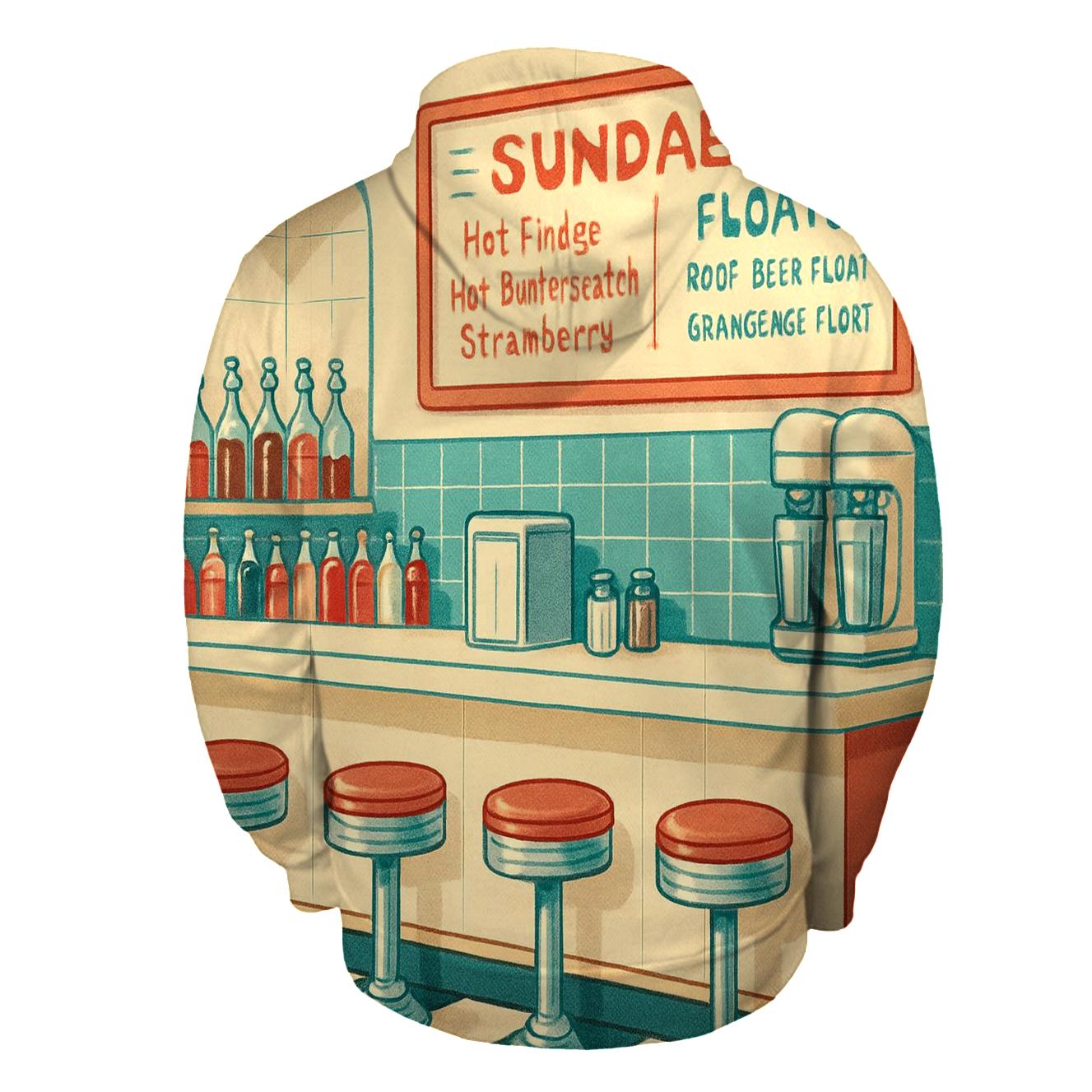 Retro Soda Fountain Counter Menu graphic hoodies