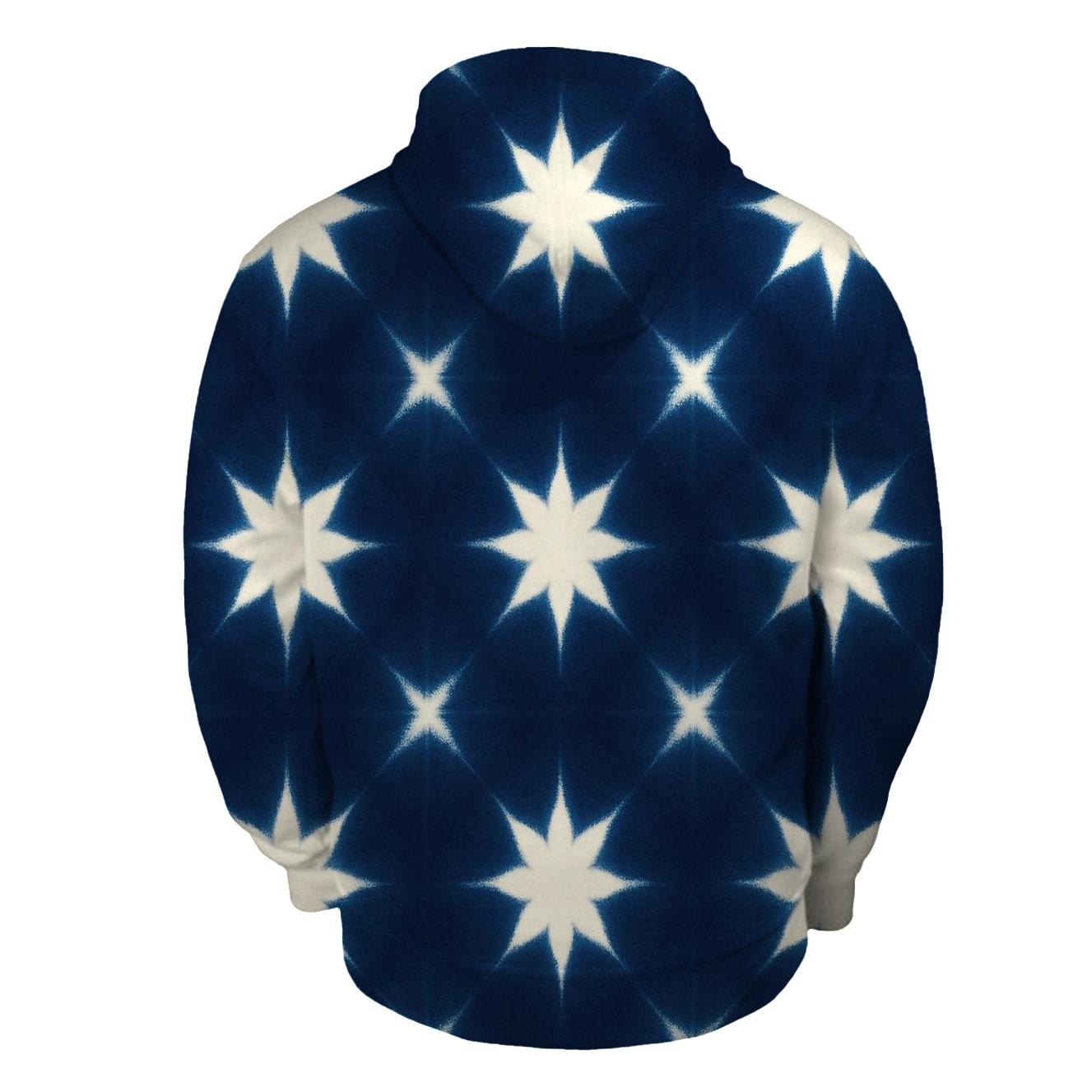 Indigo Itajime Star Grid heavyweight hoodies