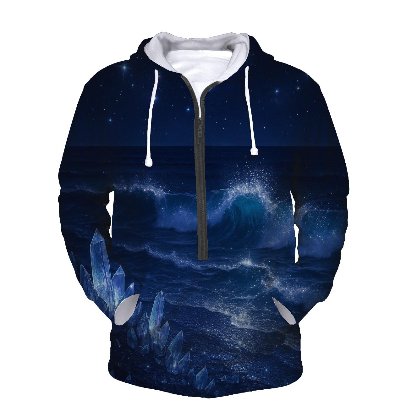 Midnight Crystal Tide printed hoodies