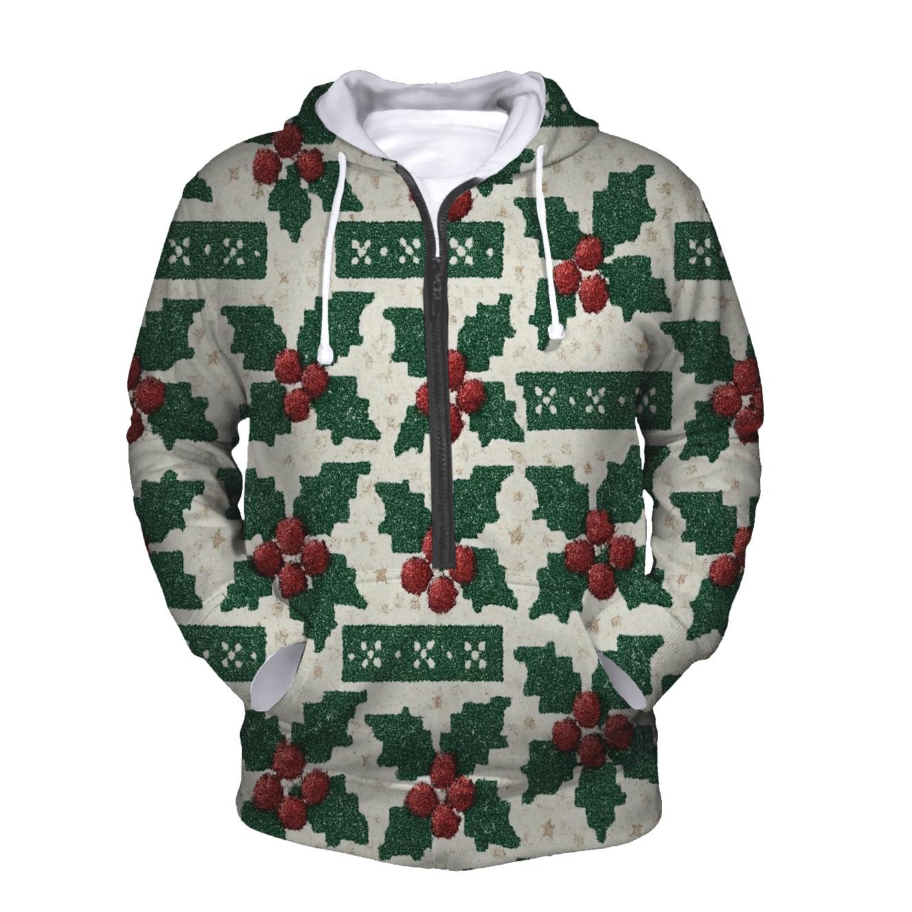 Holly Garland Brick Stack Design embroidered hoodies