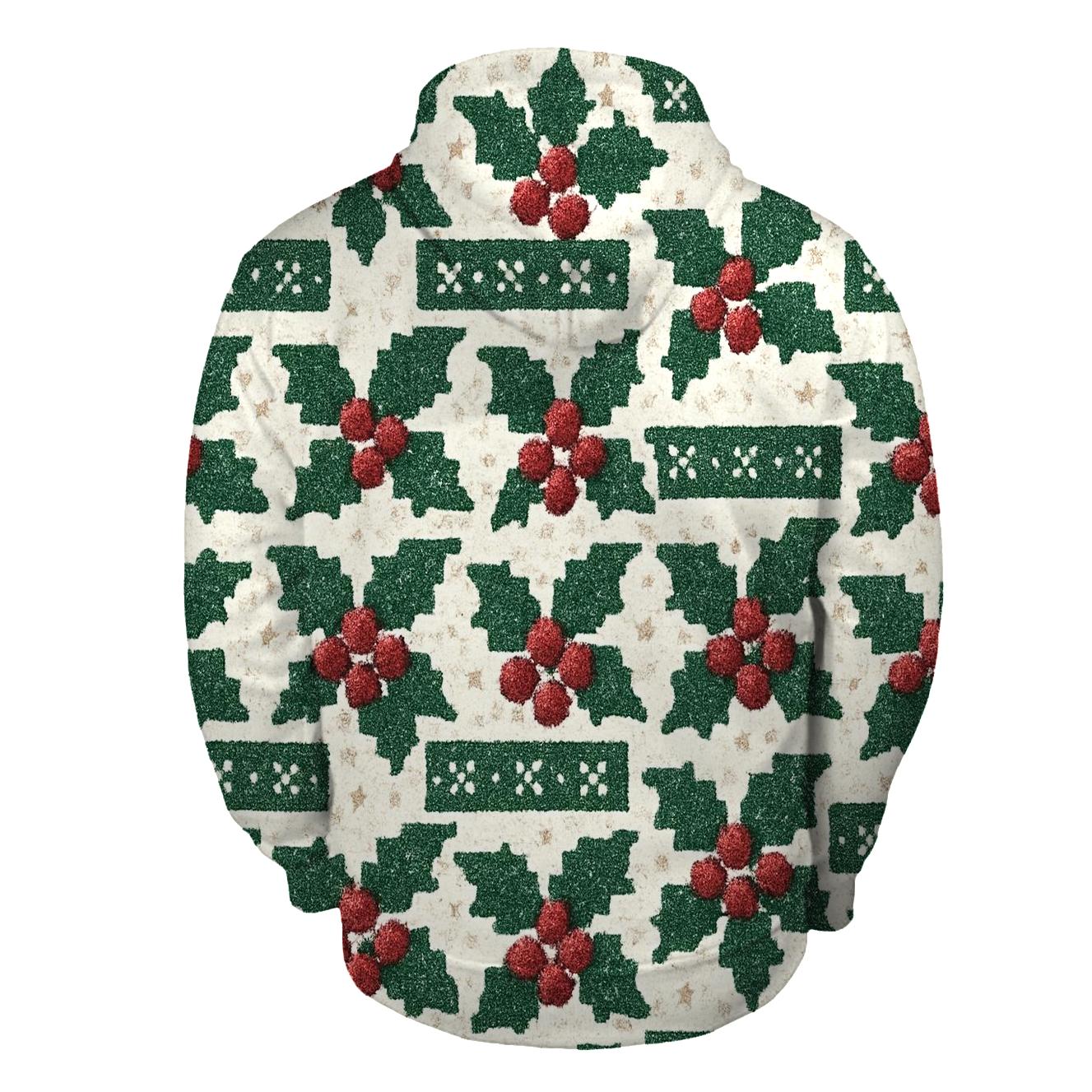 Holly Garland Brick Stack Design embroidered hoodies