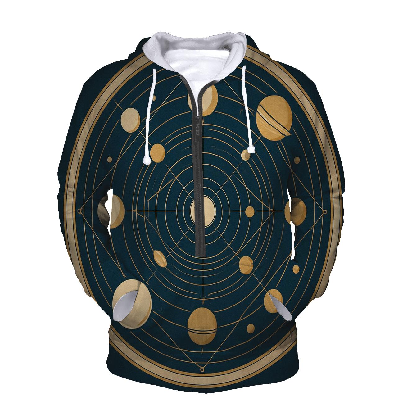 Orbiting Geometric Mandala premium hoodies