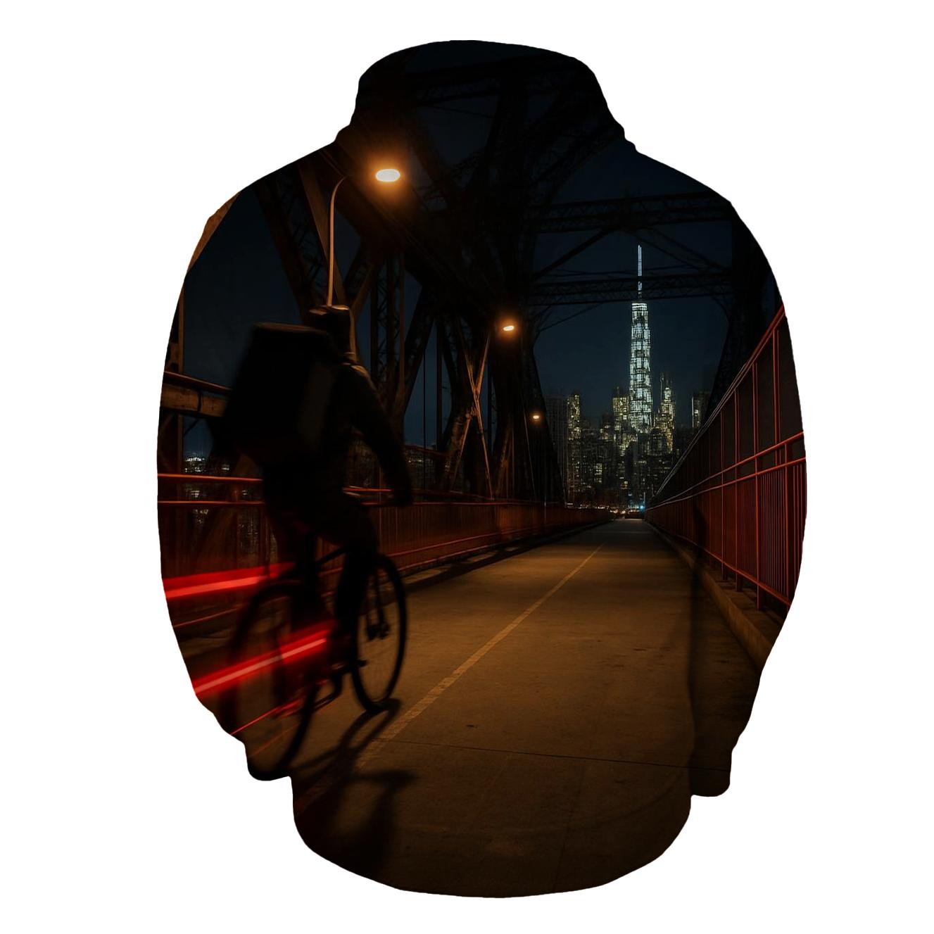 Late Night Delivery Cyclist On The Williamsburg Bridge hoodie designs