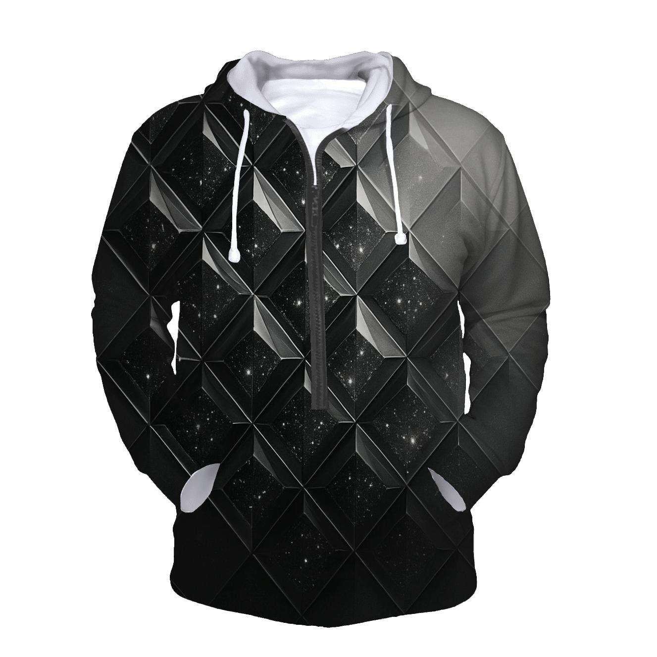 Charcoal Starlit Facet Grid zip-up hoodies