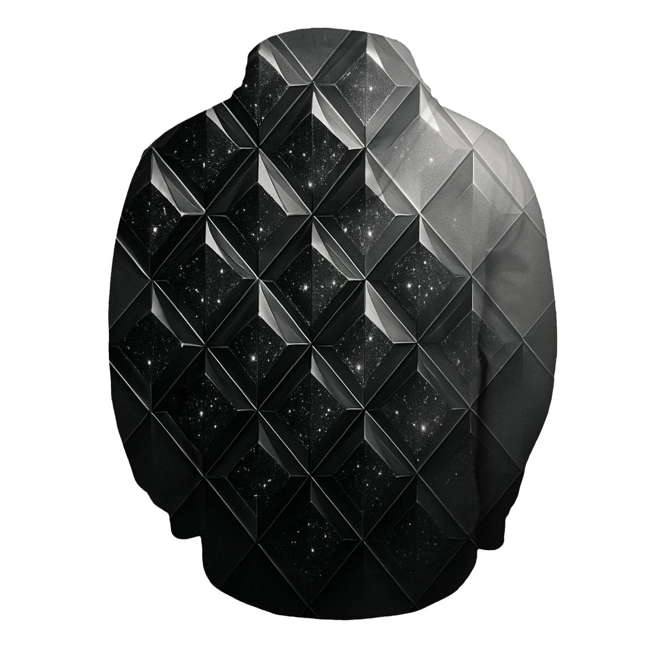 Charcoal Starlit Facet Grid zip-up hoodies
