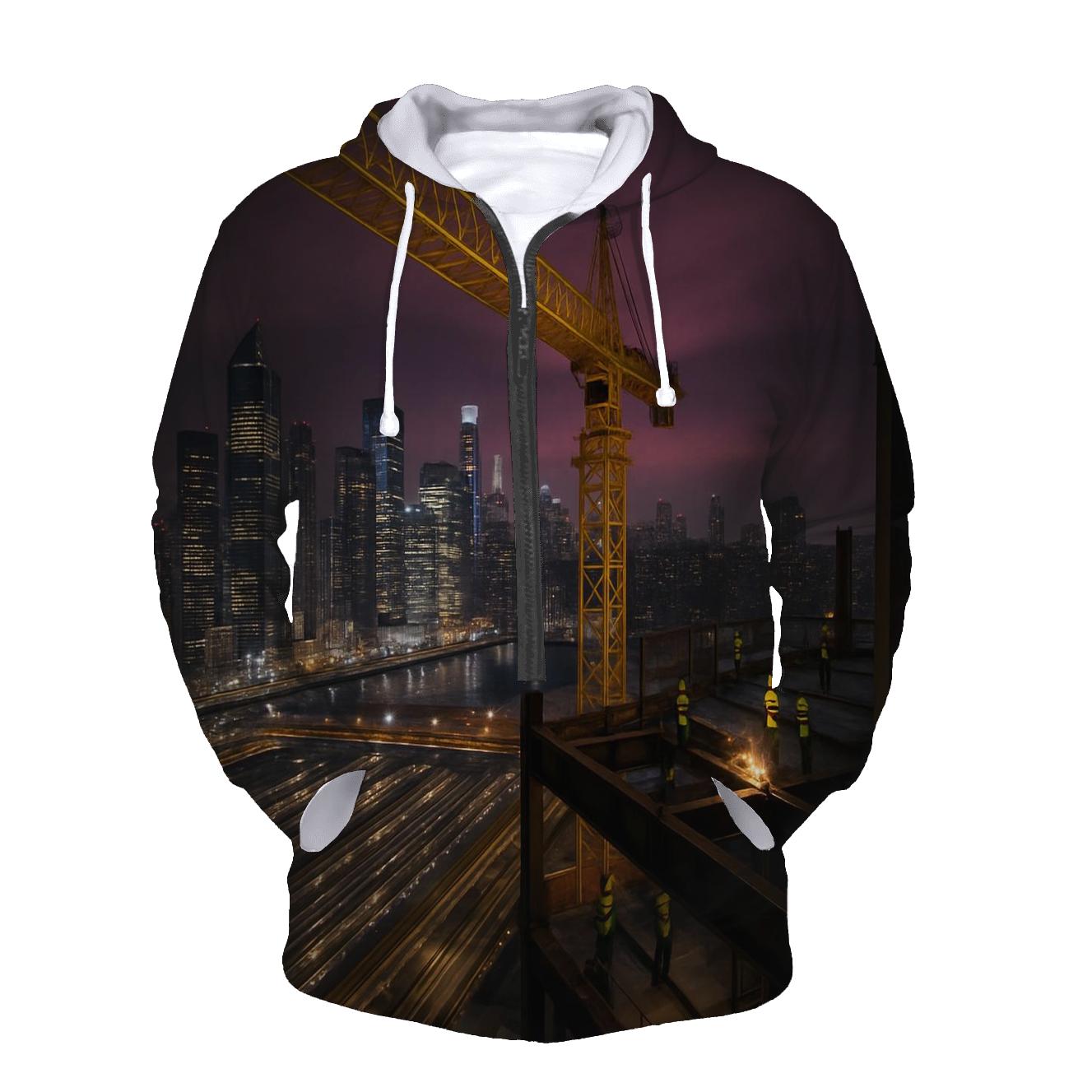 Nighttime Construction Crane Above Hudson Yards designer hoodies