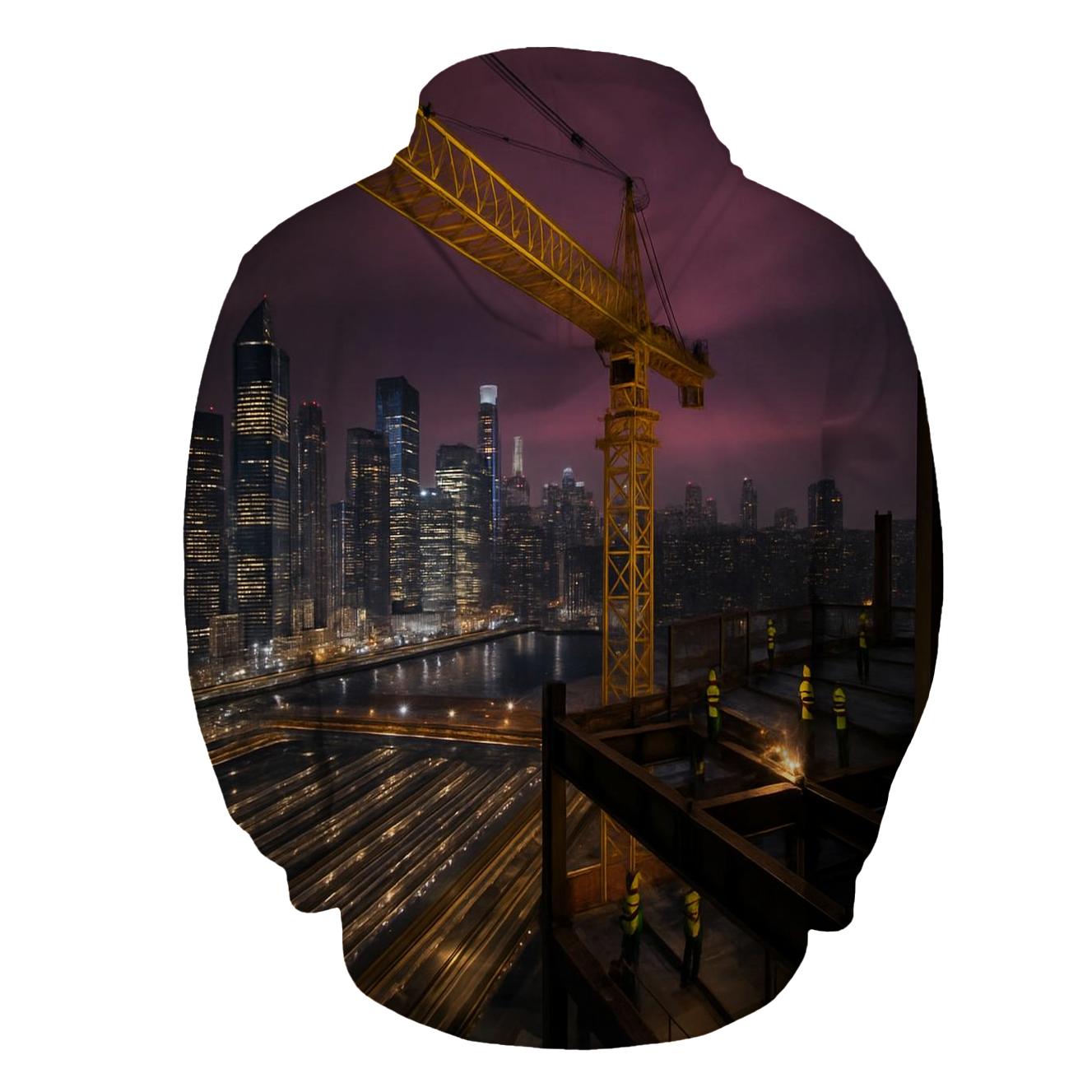 Nighttime Construction Crane Above Hudson Yards designer hoodies