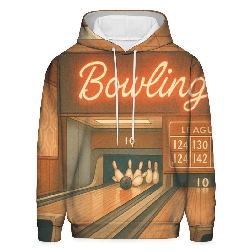 Retro Bowling Alley League Night printed hoodies