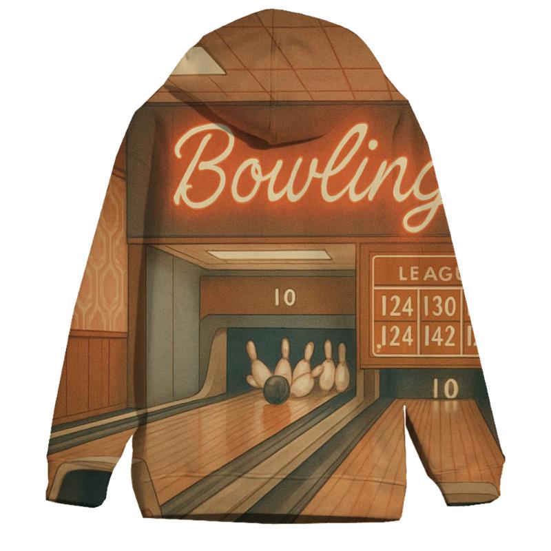 Retro Bowling Alley League Night printed hoodies