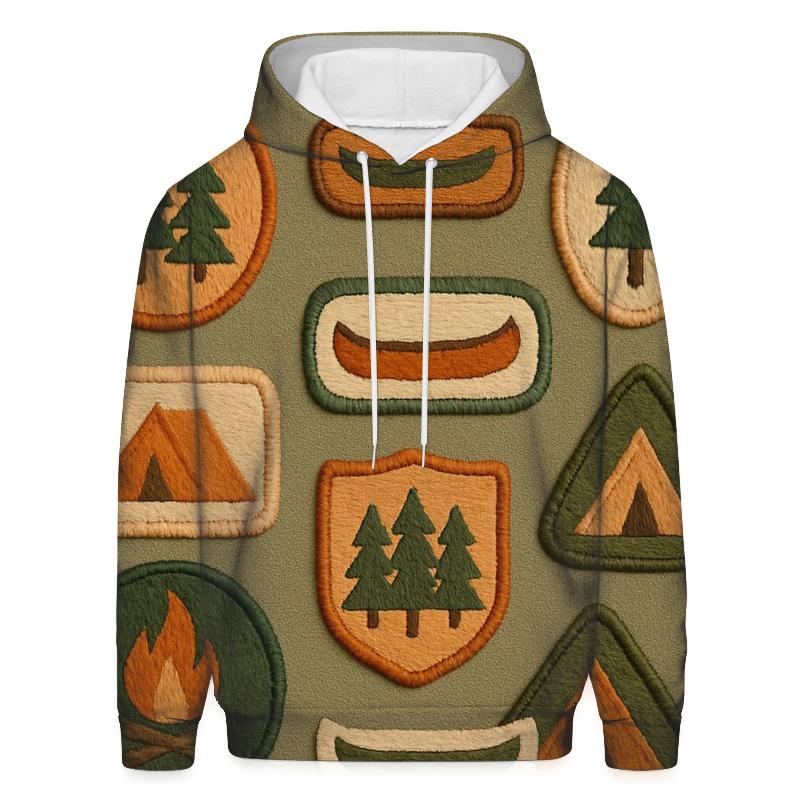 Faded Summer Camp Badges pullover hoodies
