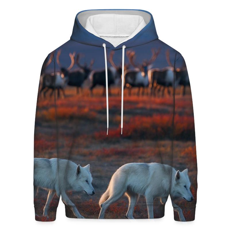 Tundra Wolves Shadowing Caribou Herd hoodie styles