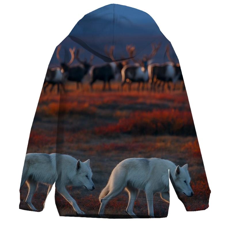 Tundra Wolves Shadowing Caribou Herd hoodie styles