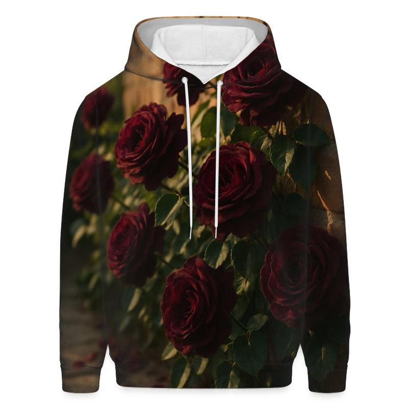 Heirloom Roses On A Weathered Brick Wall pullover hoodies