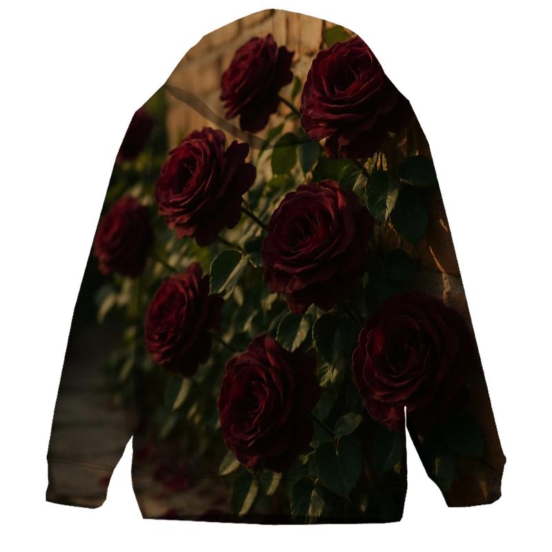 Heirloom Roses On A Weathered Brick Wall pullover hoodies