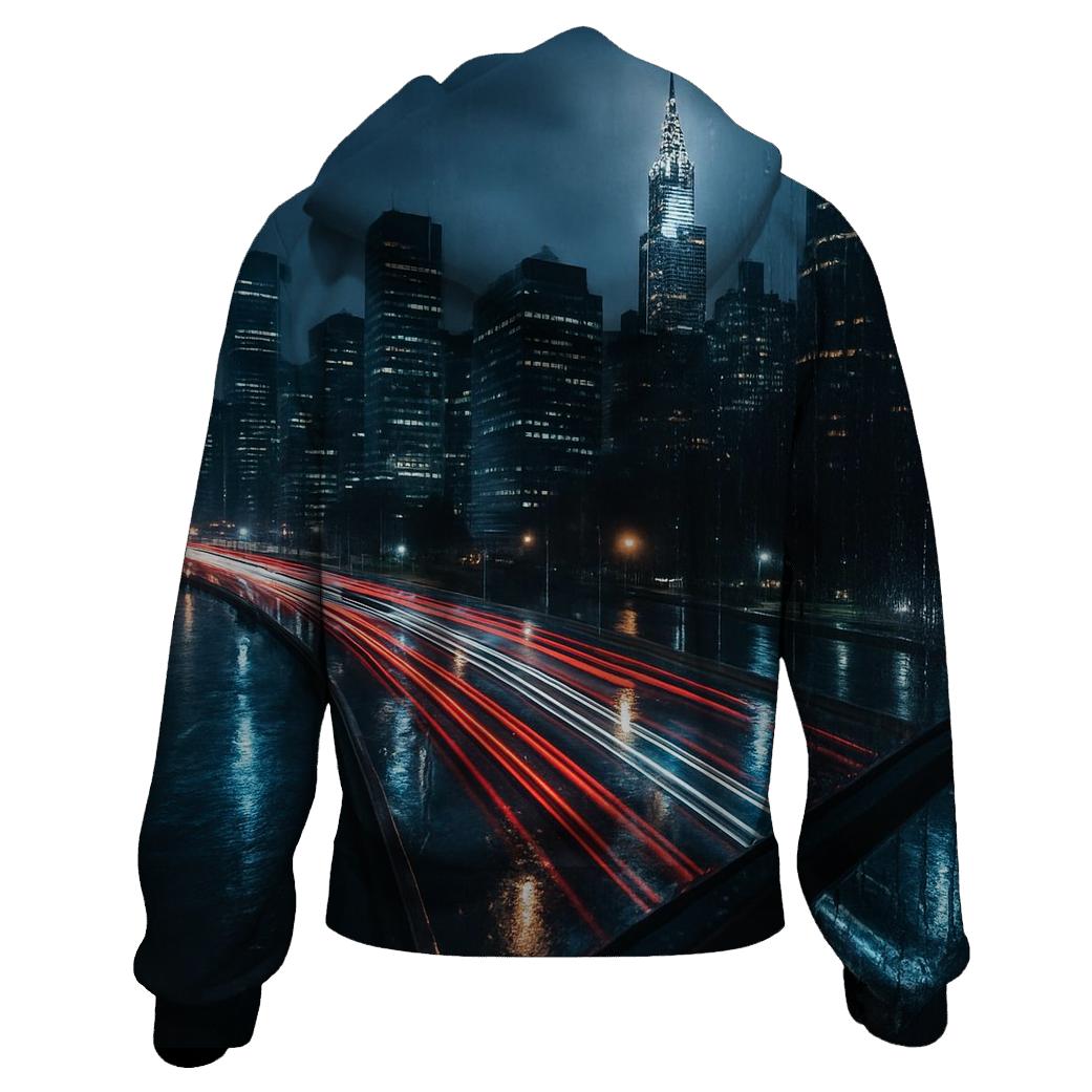 Rain Soaked FDR Drive With Skyline Reflections graphic hoodies