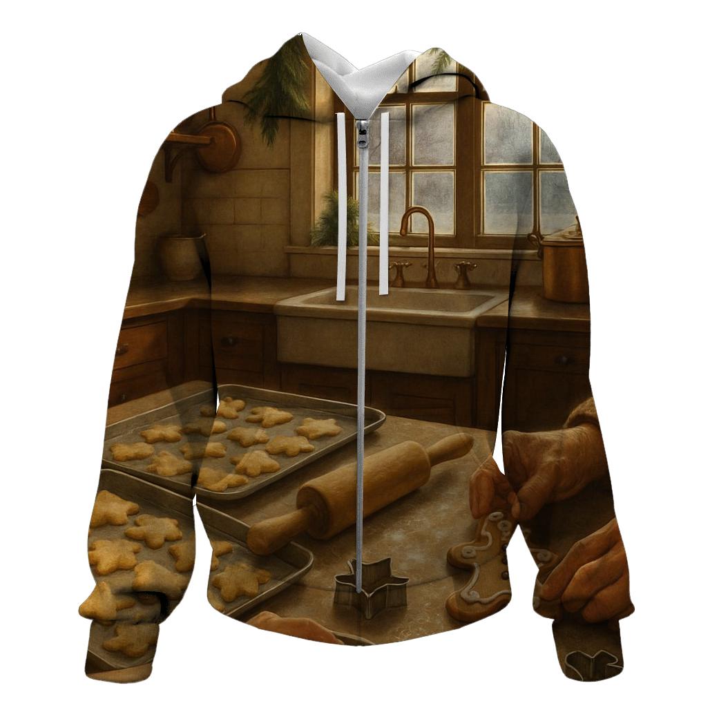 Grandma Kitchen Christmas Cookie Afternoon zip-up hoodies