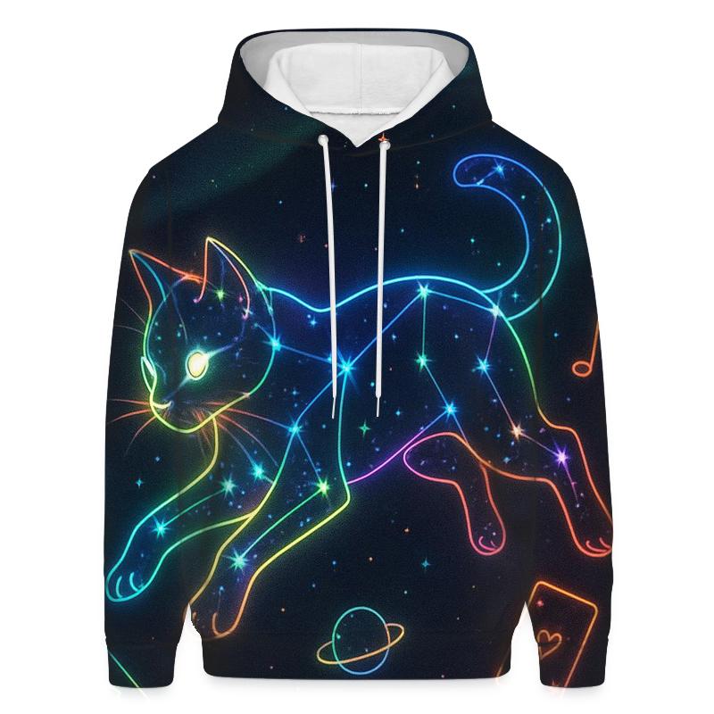 Neon Cat Constellation Shuffle embroidered hoodies