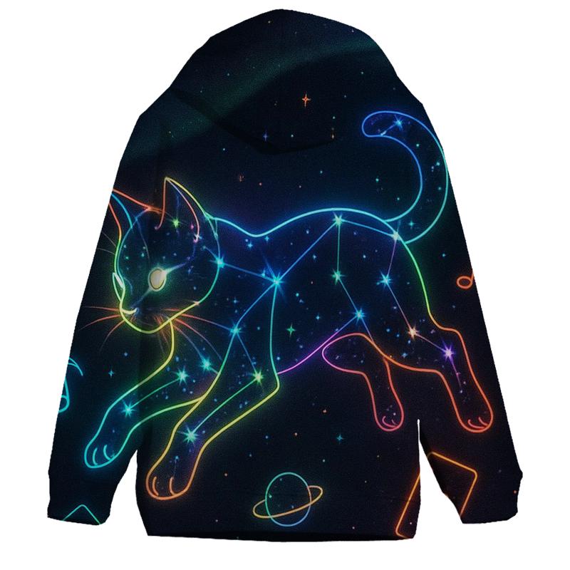 Neon Cat Constellation Shuffle embroidered hoodies