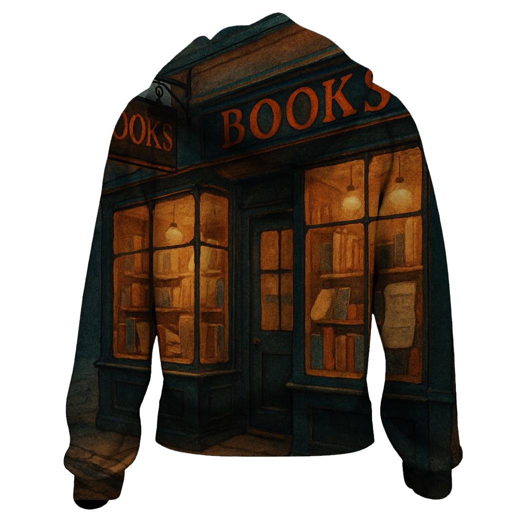 Classic Corner Bookshop Night Scene premium hoodies