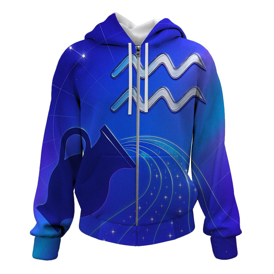 Aquarius Holographic Star Streams hoodie designs