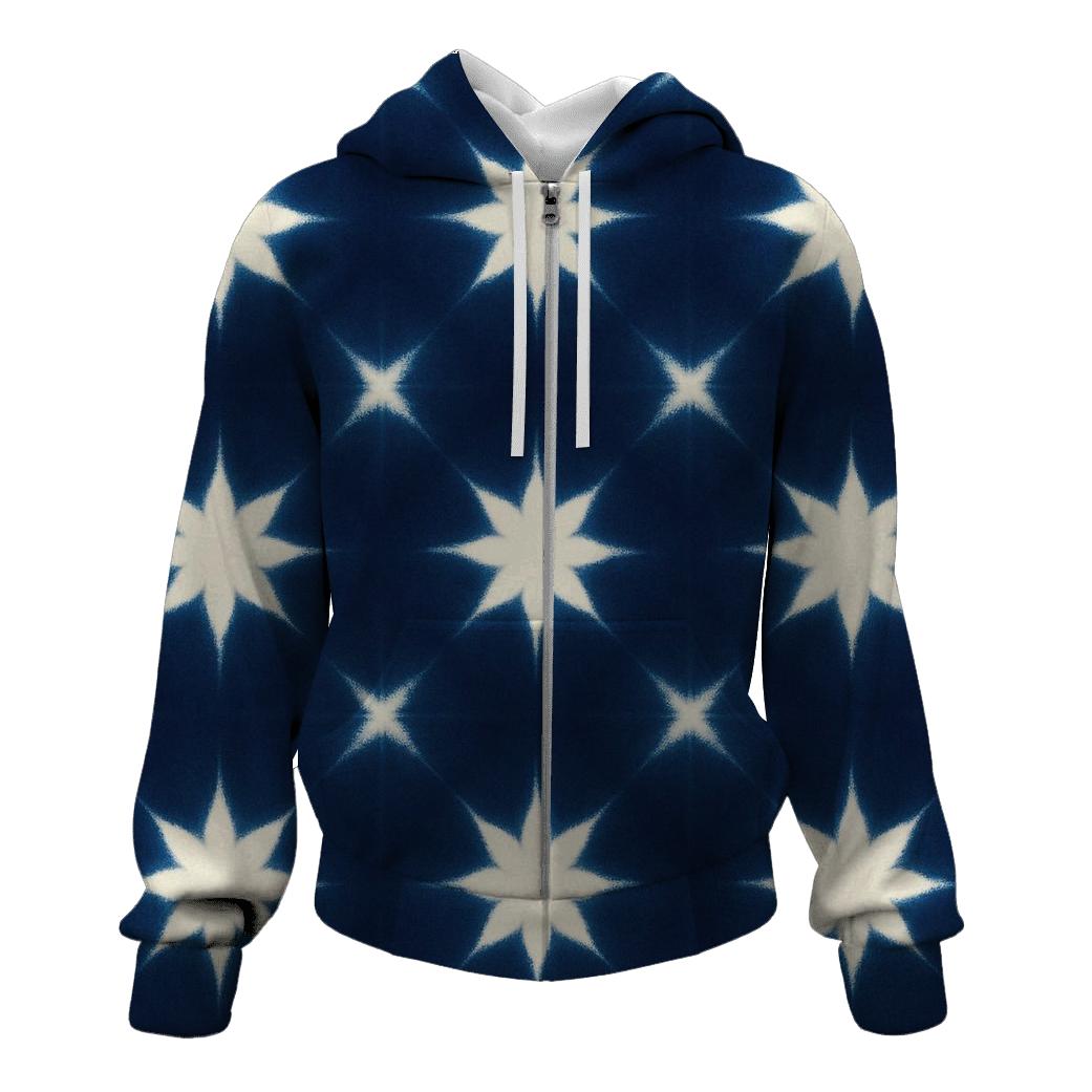 Indigo Itajime Star Grid premium hoodies