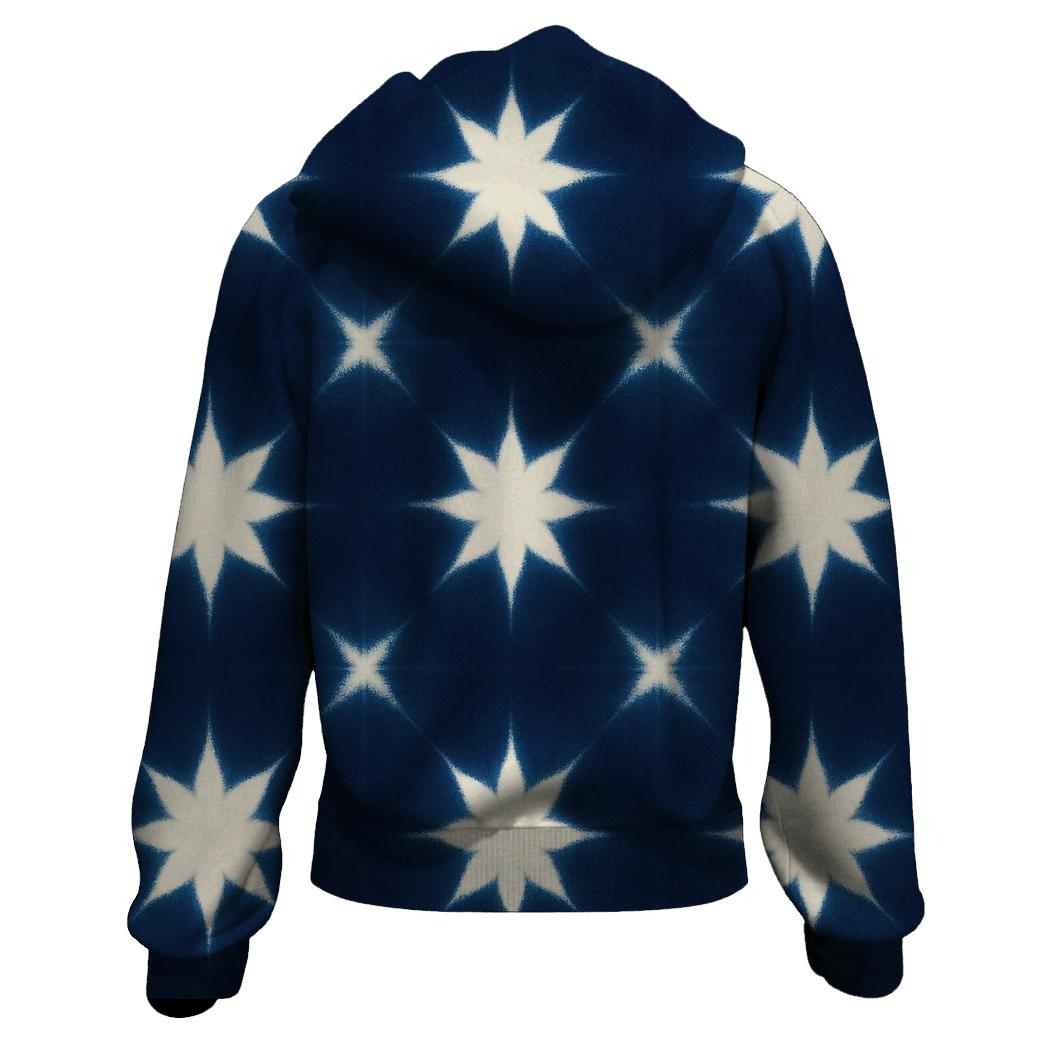 Indigo Itajime Star Grid premium hoodies