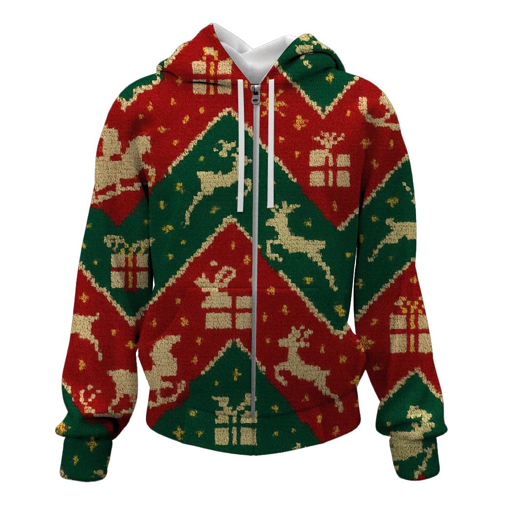 Santa Sleigh Zigzag Tracks Design premium hoodies