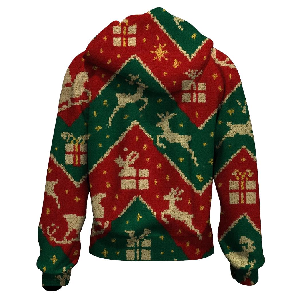 Santa Sleigh Zigzag Tracks Design premium hoodies