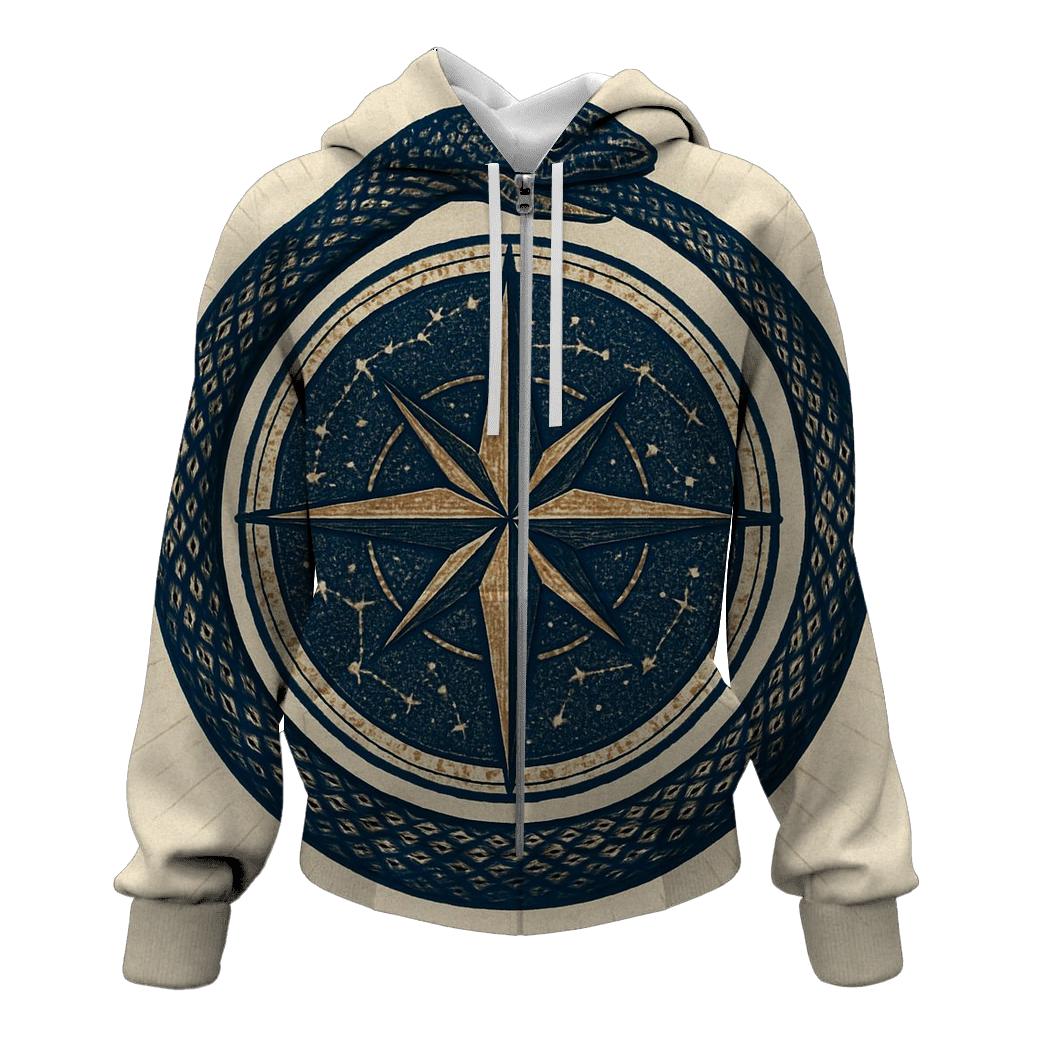 Celestial Compass Ouroboros zip-up hoodies
