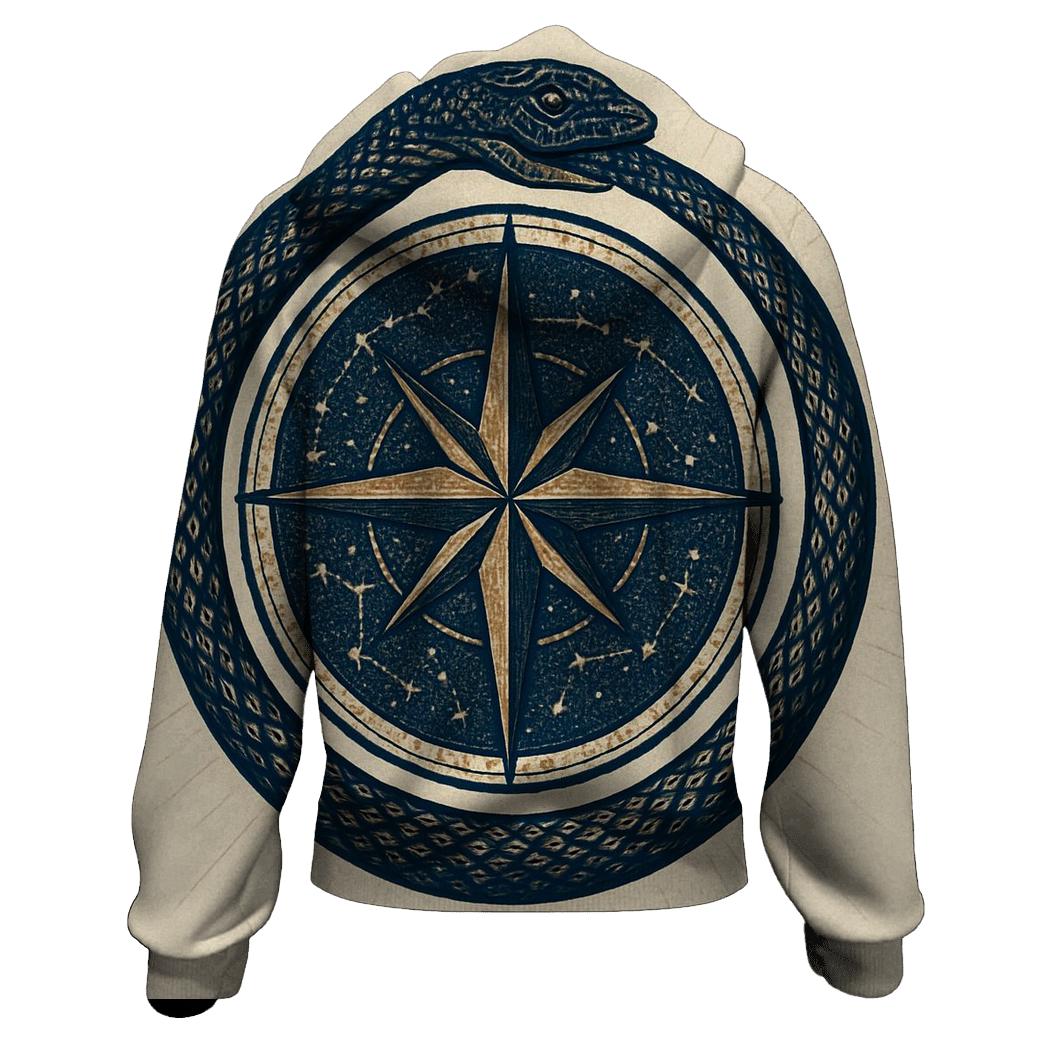 Celestial Compass Ouroboros zip-up hoodies