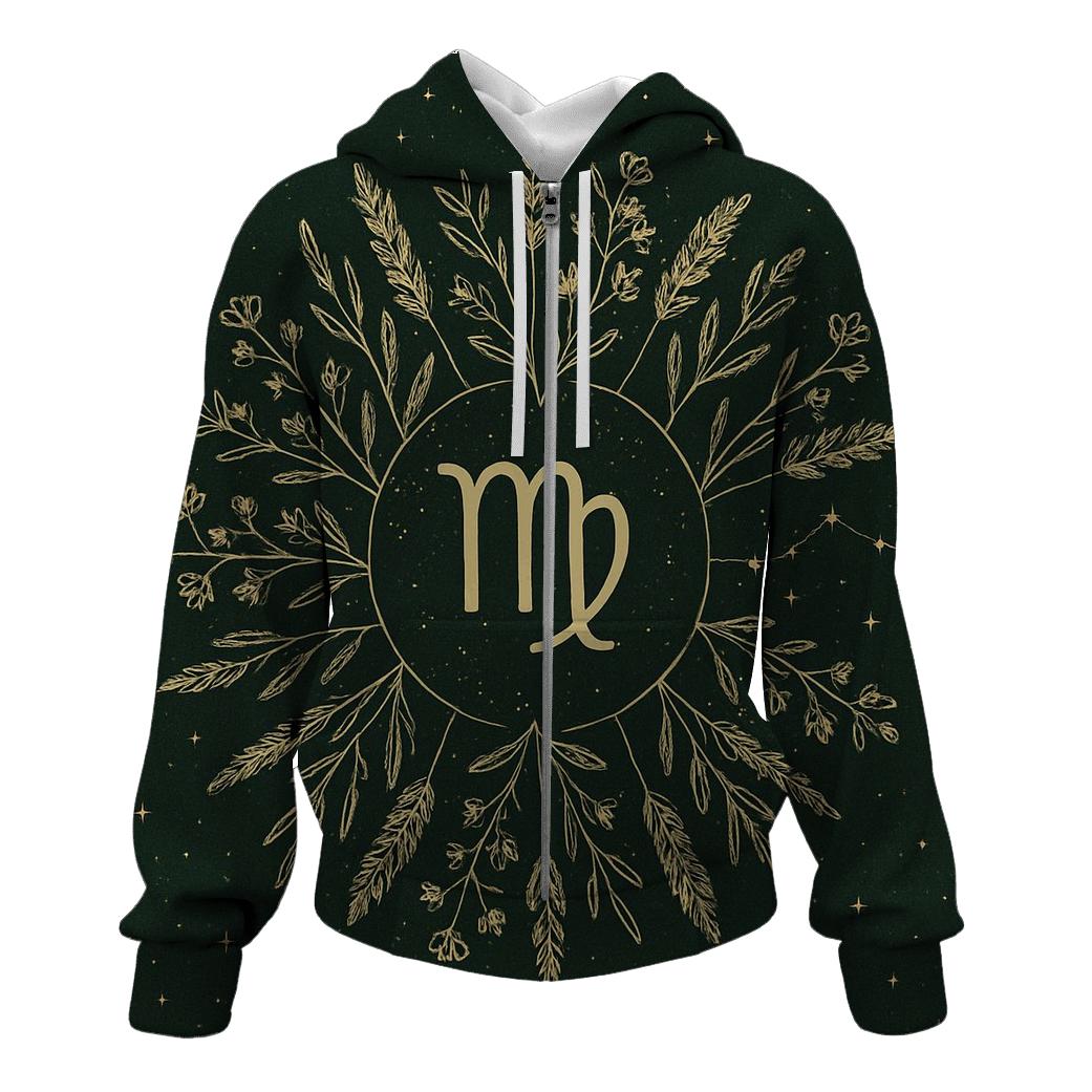 Virgo Starlit Herbal Mandala premium hoodies