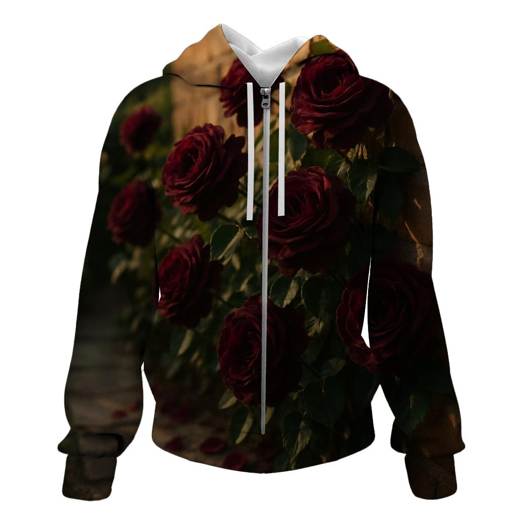 Heirloom Roses On A Weathered Brick Wall custom hoodies