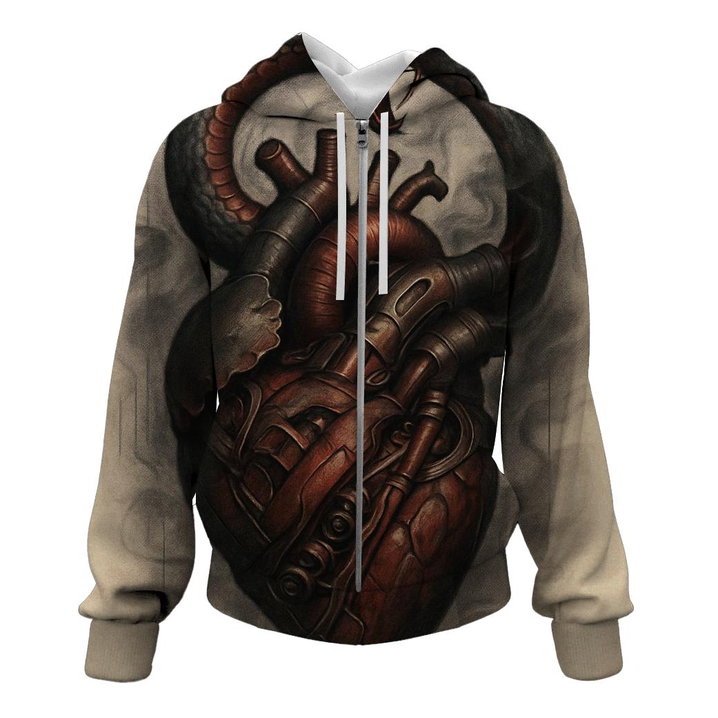 Mechanical Heart Ouroboros printed hoodies