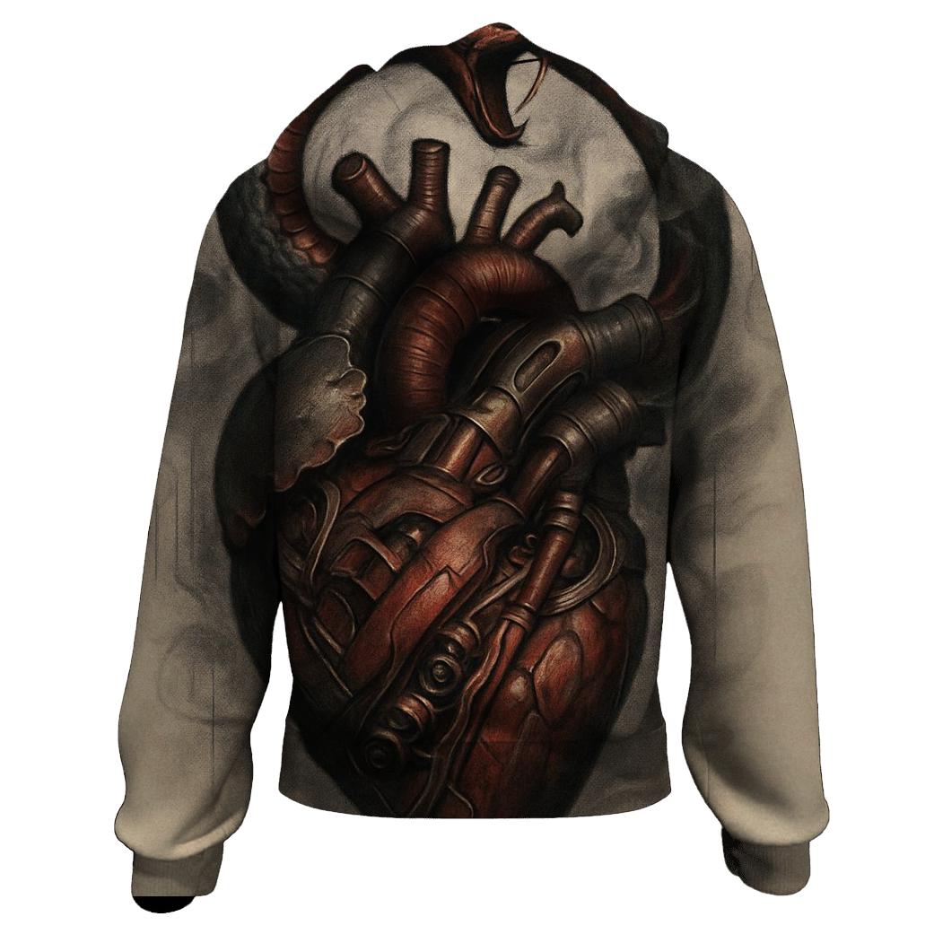 Mechanical Heart Ouroboros printed hoodies