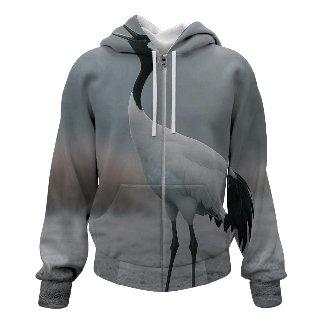 Mist Line Red Crowned Crane hoodies fashion
