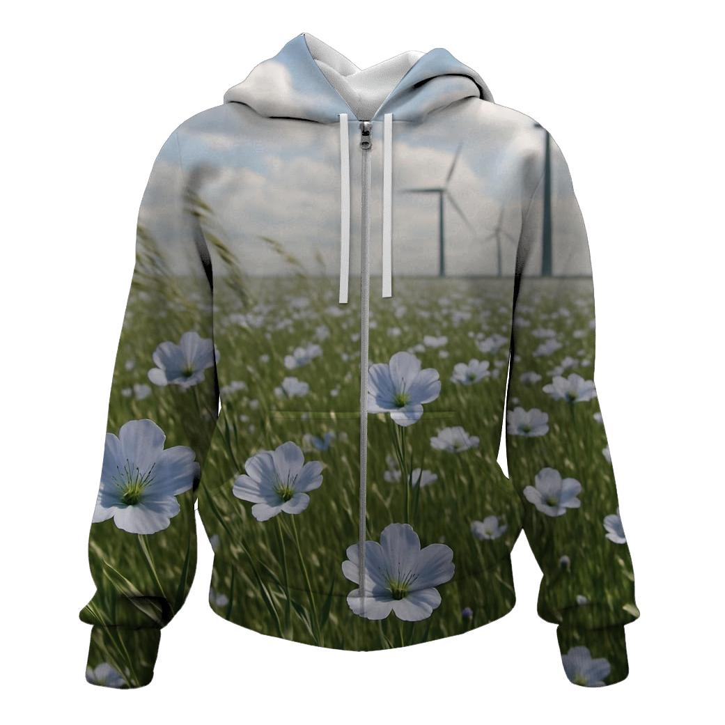 Field Of Flax At Coastal Wind Farm lightweight hoodies