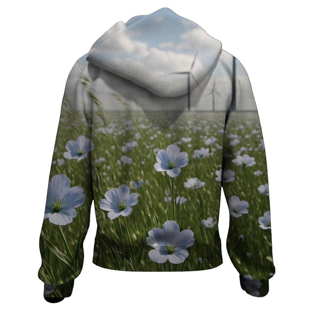 Field Of Flax At Coastal Wind Farm lightweight hoodies