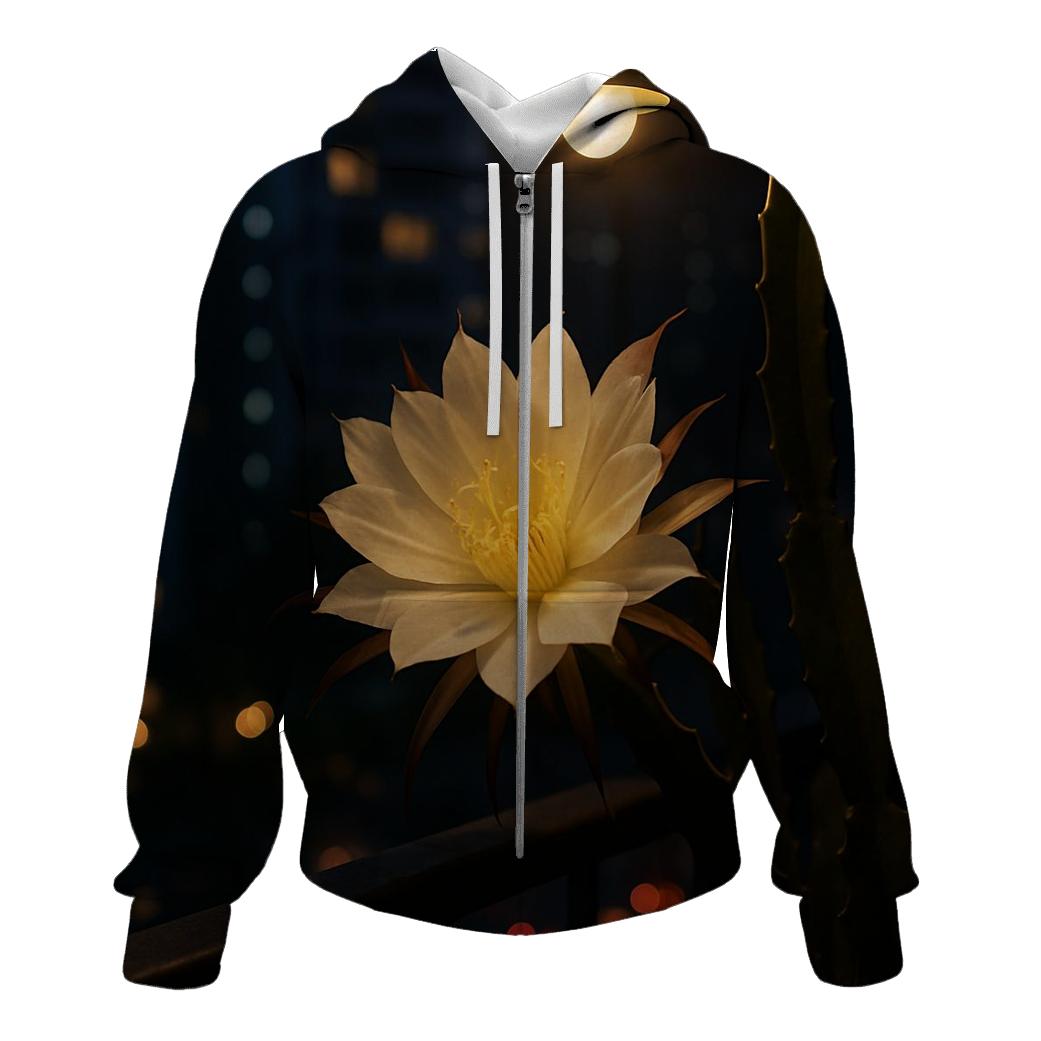 Night Blooming Cereus On Concrete Balcony lightweight hoodies