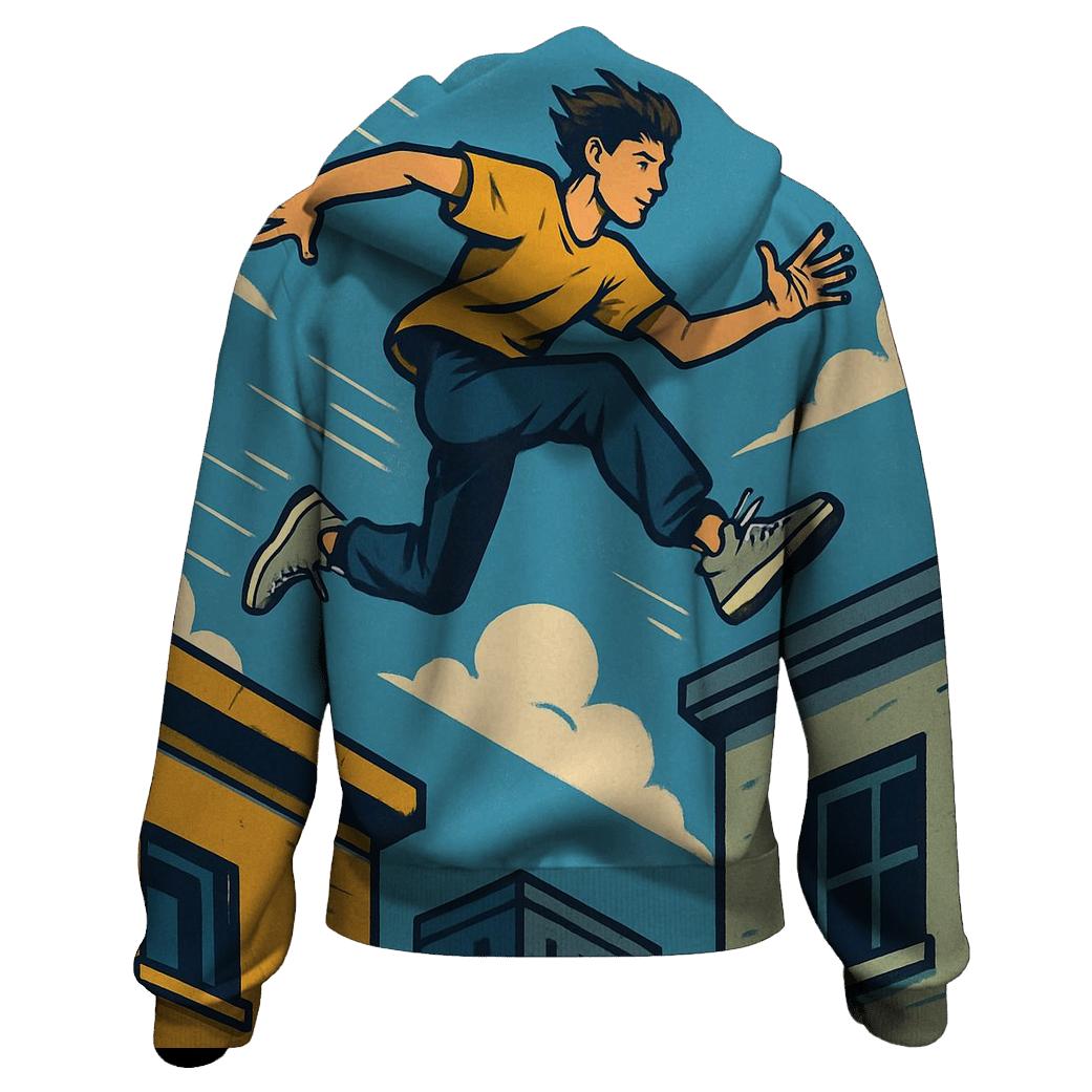 Youth Parkour City Leap printed hoodies