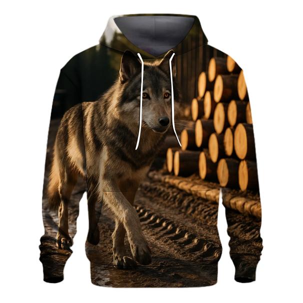 Timber Wolf At Logging Road Edge premium hoodies
