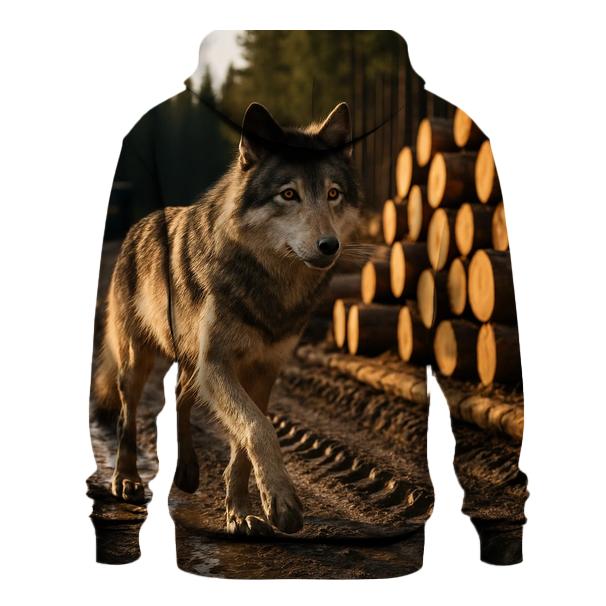 Timber Wolf At Logging Road Edge premium hoodies