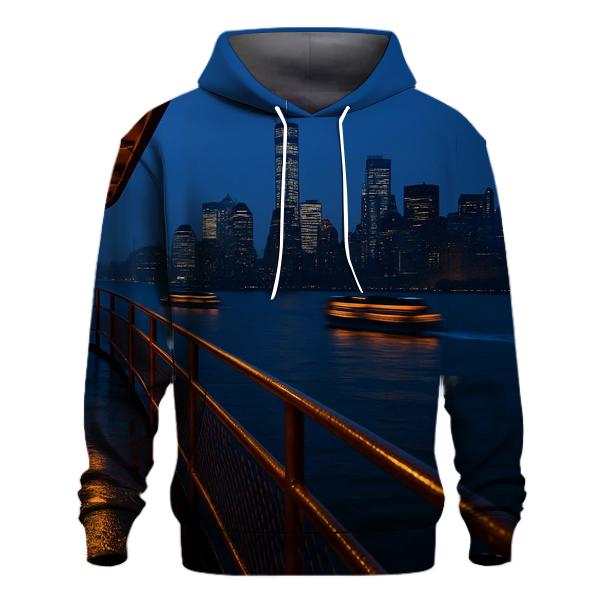 Harbor Ferries At Dusk Beneath Lower Manhattan heavyweight hoodies